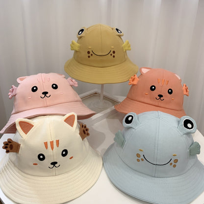 Kitten And Frog Sun Hat Small Pot Hat Baby Hat - Mommii & Me Kitten And Frog Sun Hat Small Pot Hat Baby Hat