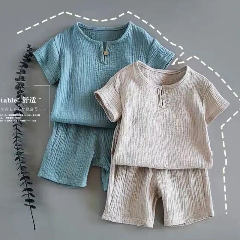 Boy And Girl Baby Short - sleeved Summer two - piece Suit - Mommii & Me Boy And Girl Baby Short - sleeved Summer two - piece Suit
