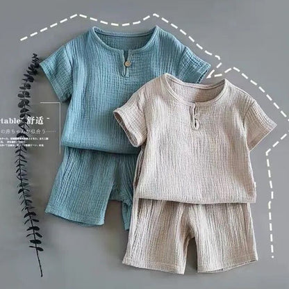 Boy And Girl Baby Short - sleeved Summer two - piece Suit - Mommii & Me Boy And Girl Baby Short - sleeved Summer two - piece Suit