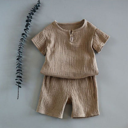 Boy And Girl Baby Short - sleeved Summer two - piece Suit - Mommii & Me Boy And Girl Baby Short - sleeved Summer two - piece Suit