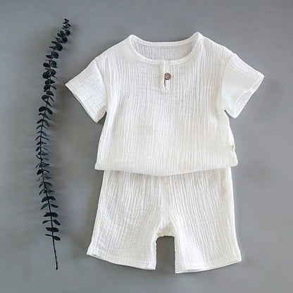 Boy And Girl Baby Short - sleeved Summer two - piece Suit - Mommii & Me Boy And Girl Baby Short - sleeved Summer two - piece Suit