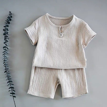 Boy And Girl Baby Short - sleeved Summer two - piece Suit - Mommii & Me Boy And Girl Baby Short - sleeved Summer two - piece Suit