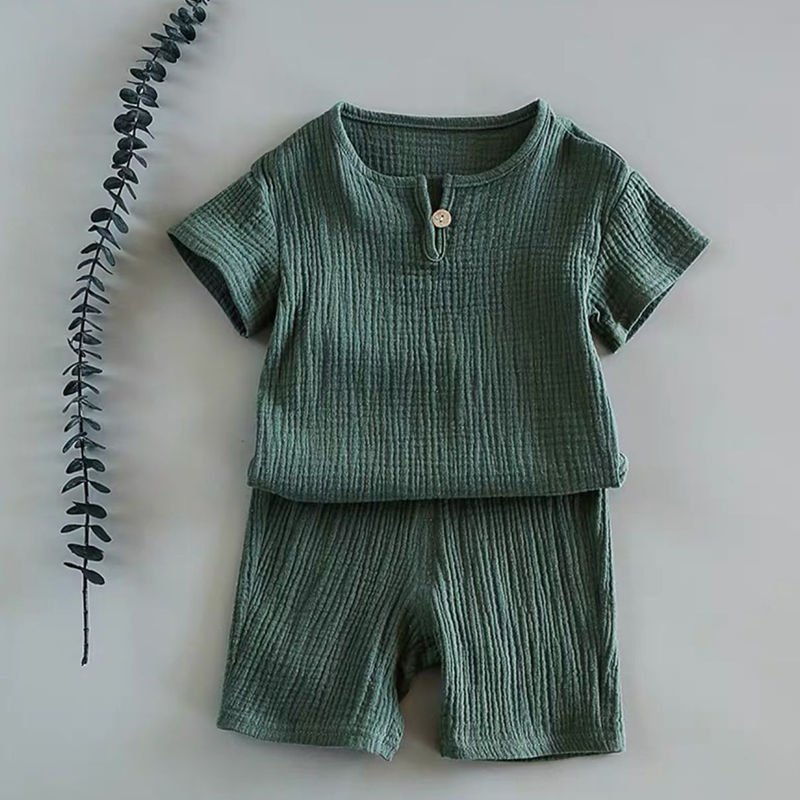 Boy And Girl Baby Short - sleeved Summer two - piece Suit - Mommii & Me Boy And Girl Baby Short - sleeved Summer two - piece Suit