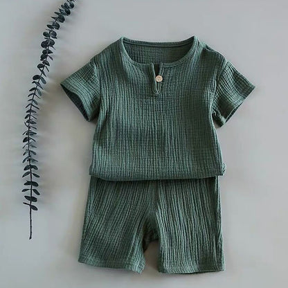 Boy And Girl Baby Short - sleeved Summer two - piece Suit - Mommii & Me Boy And Girl Baby Short - sleeved Summer two - piece Suit