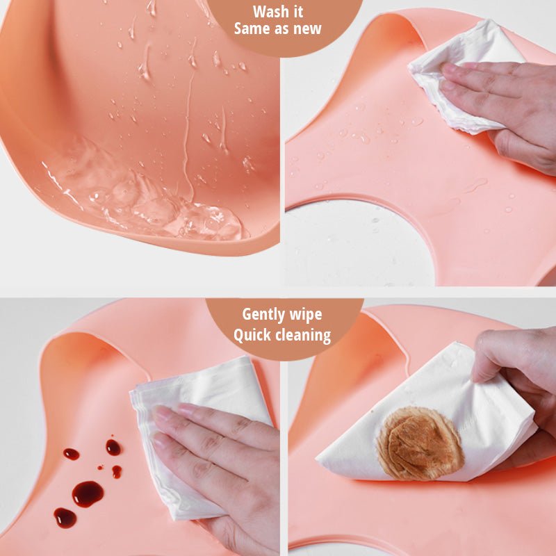 Soft Waterproof Silicone Baby Bib with Food Catcher, Baby Silicone Bib - Mommii & Me Soft Waterproof Silicone Baby Bib with Food Catcher, Baby Silicone Bib