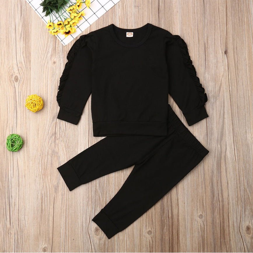 Newborn Baby Boys Girls Ruffles Jumper Solid Long Sleeve Sweatshirt Tops Pants Infant Kids 2Pcs Outfits Clothes Set Fall Clothes - Mommii & Me Newborn Baby Boys Girls Ruffles Jumper Solid Long Sleeve Sweatshirt Tops Pants Infant Kids 2Pcs Outfits Clothes Set Fall Clothes