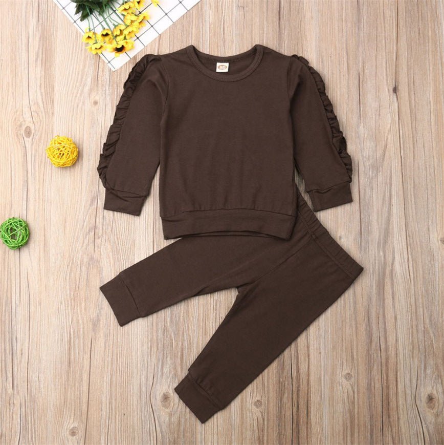 Newborn Baby Boys Girls Ruffles Jumper Solid Long Sleeve Sweatshirt Tops Pants Infant Kids 2Pcs Outfits Clothes Set Fall Clothes - Mommii & Me Newborn Baby Boys Girls Ruffles Jumper Solid Long Sleeve Sweatshirt Tops Pants Infant Kids 2Pcs Outfits Clothes Set Fall Clothes