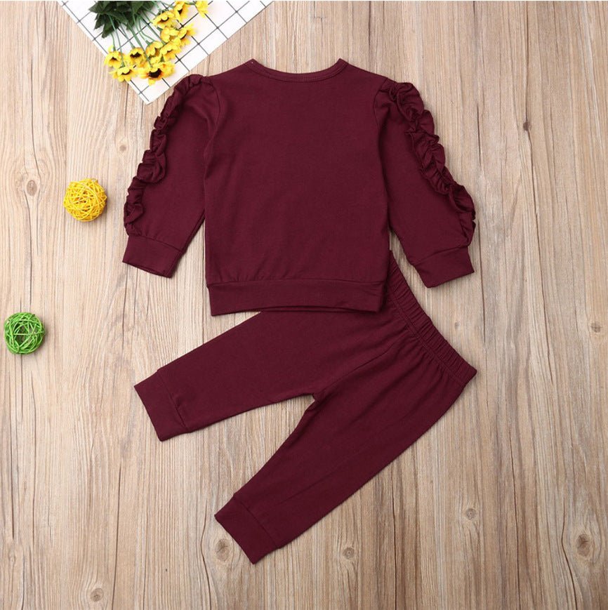 Newborn Baby Boys Girls Ruffles Jumper Solid Long Sleeve Sweatshirt Tops Pants Infant Kids 2Pcs Outfits Clothes Set Fall Clothes - Mommii & Me Newborn Baby Boys Girls Ruffles Jumper Solid Long Sleeve Sweatshirt Tops Pants Infant Kids 2Pcs Outfits Clothes Set Fall Clothes
